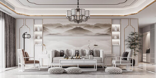 现代简约高级感新中式复古风客厅