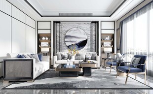 现代简约高级感新中式复古风客厅