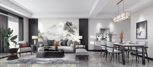 现代简约高级感新中式复古风客厅