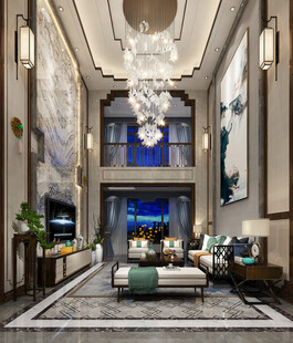 现代简约高级感新中式复古风客厅