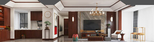 现代简约高级感新中式复古风客厅