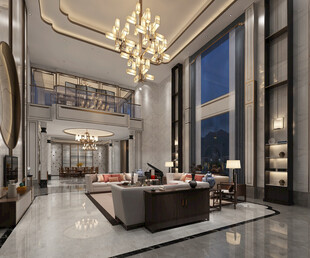 现代简约高级感新中式复古风客厅