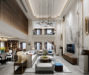 现代简约高级感新中式复古风客厅