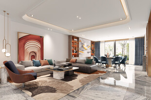 现代简约高级感新中式复古风客厅