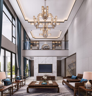 现代简约高级感新中式复古风客厅