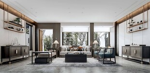 现代简约高级感新中式复古风客厅