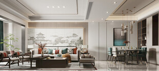 现代简约高级感新中式复古风客厅