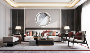 现代简约高级感新中式复古风客厅