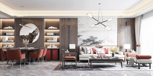 现代简约高级感新中式复古风客厅