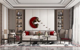 现代简约高级感新中式复古风客厅