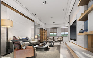 现代简约高级感新中式复古风客厅