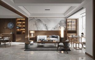 现代简约高级感新中式复古风客厅