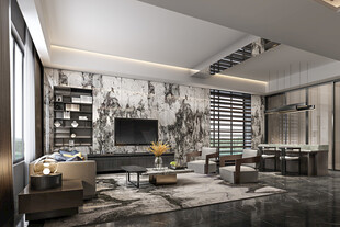 现代简约高级感新中式复古风客厅