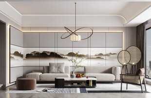 现代简约高级感新中式复古风客厅