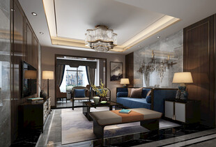 现代简约高级感新中式复古风客厅