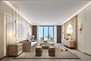 现代简约高级感新中式复古风客厅