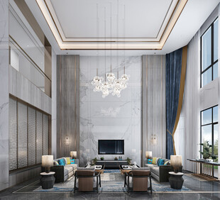 现代简约高级感新中式复古风客厅