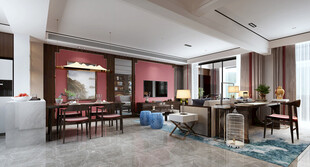 现代简约高级感新中式复古风客厅