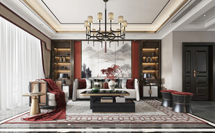 现代简约高级感新中式复古风客厅