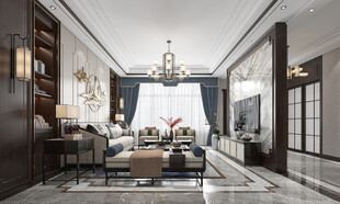 现代简约高级感新中式复古风客厅