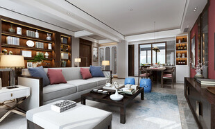 现代简约高级感新中式复古风客厅