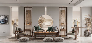 现代简约高级感新中式复古风客厅