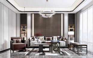 现代简约高级感新中式复古风客厅