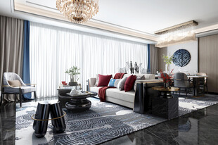 现代简约高级感新中式复古风客厅