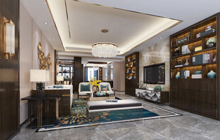 现代简约高级感新中式复古风客厅