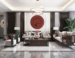 现代简约高级感新中式复古风客厅