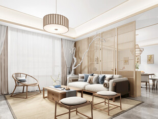 现代简约高级感新中式复古风客厅