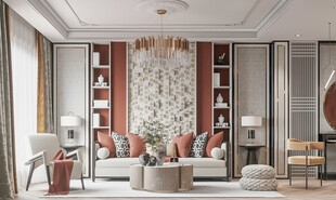 现代简约高级感新中式复古风客厅