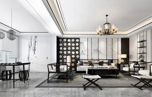现代简约高级感新中式复古风客厅