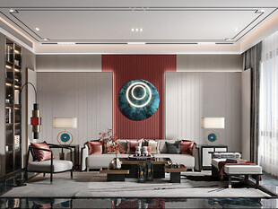 现代简约高级感新中式复古风客厅