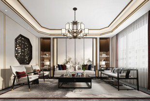 现代简约高级感新中式复古风客厅
