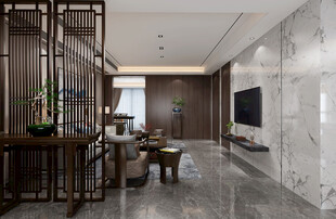 现代简约高级感新中式复古风客厅