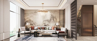 现代简约高级感新中式复古风客厅