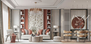 现代简约高级感新中式复古风客厅
