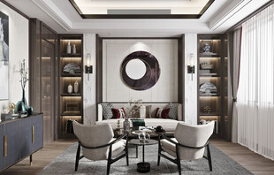 现代简约高级感新中式复古风客厅