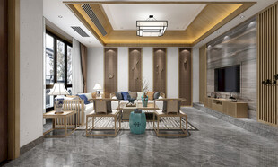 现代简约高级感新中式复古风客厅