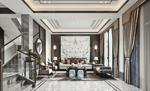 现代简约高级感新中式复古风客厅