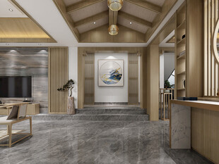 现代简约高级感新中式复古风客厅