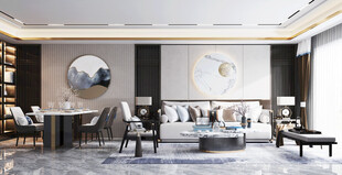 现代简约高级感新中式复古风客厅