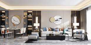 现代简约高级感新中式复古风客厅