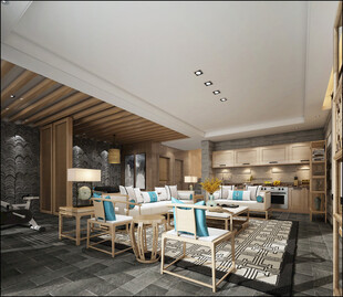 现代简约高级感新中式复古风客厅