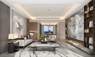 现代简约高级感新中式复古风客厅