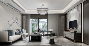 现代简约高级感新中式复古风客厅