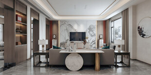 现代简约高级感新中式复古风客厅