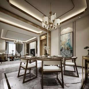 现代简约高级感新中式复古风客厅