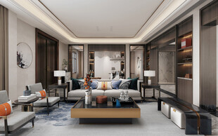现代简约高级感新中式复古风客厅